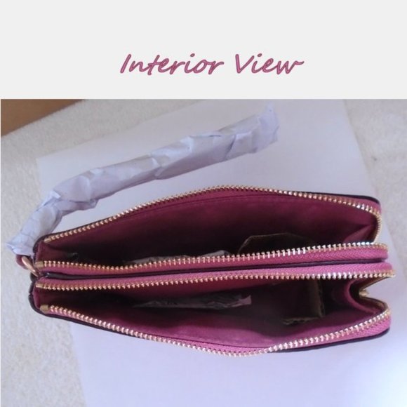 Coach Rouge Double Corner Zip Wristlet - Picture 2 of 7